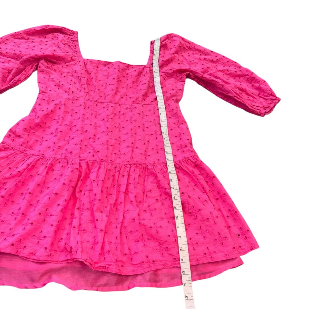 Beyond Words Pink 100% Cotton Eyelet Puff Sleeve Dress Womens XL Flounce Cottage - Picture 5 of 9